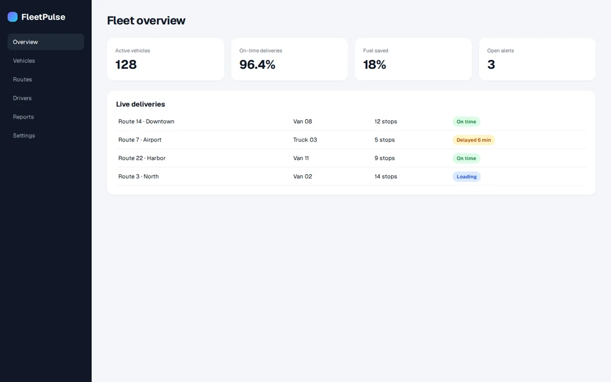 FleetPulse SaaS dashboard